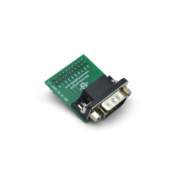 Front right view of DB9 male breadboard breakout