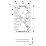 Dimensional drawing for a QFN-16 SMD to DIP adapter for 4mm by 4mm QFN footprint with 0.65mm pin pitch