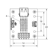 USB Type A Breakout Board with Rubber Feet